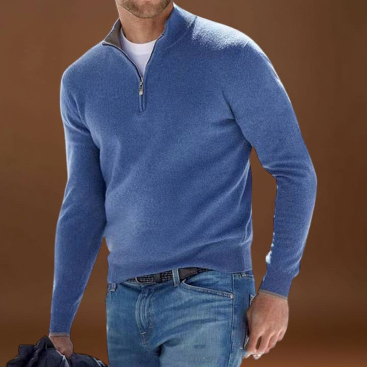 Vincek - Kényelmes Cipzáras Kötött Pulóver