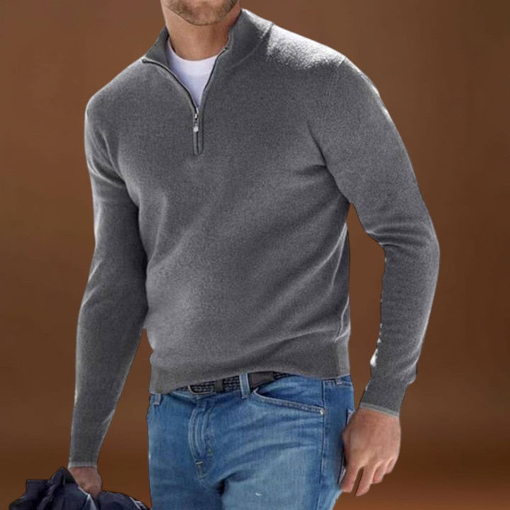 Vincek - Kényelmes Cipzáras Kötött Pulóver