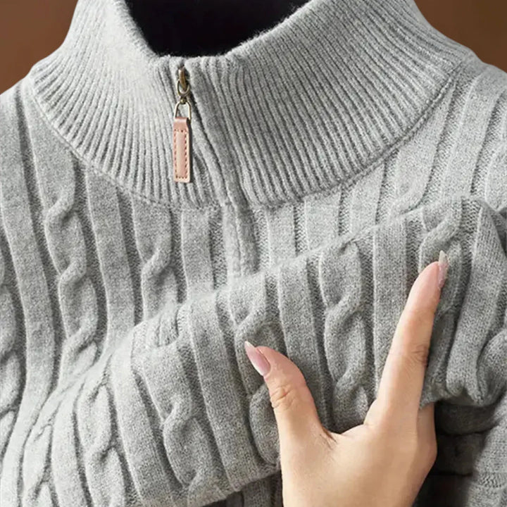 Győző - Cipzáras Pulóver Keverékanyag Ultra Puha