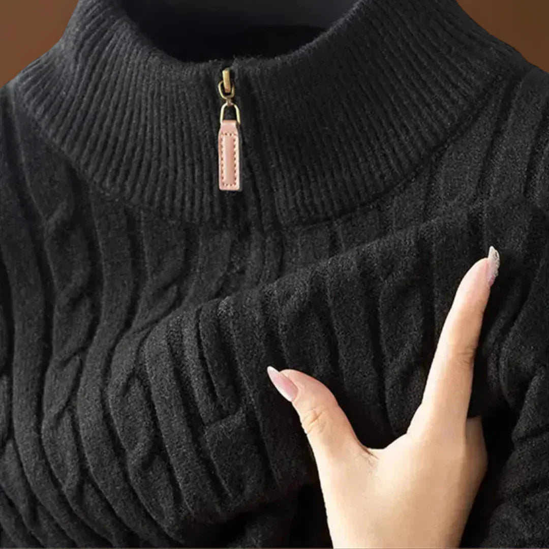 Győző - Cipzáras Pulóver Keverékanyag Ultra Puha