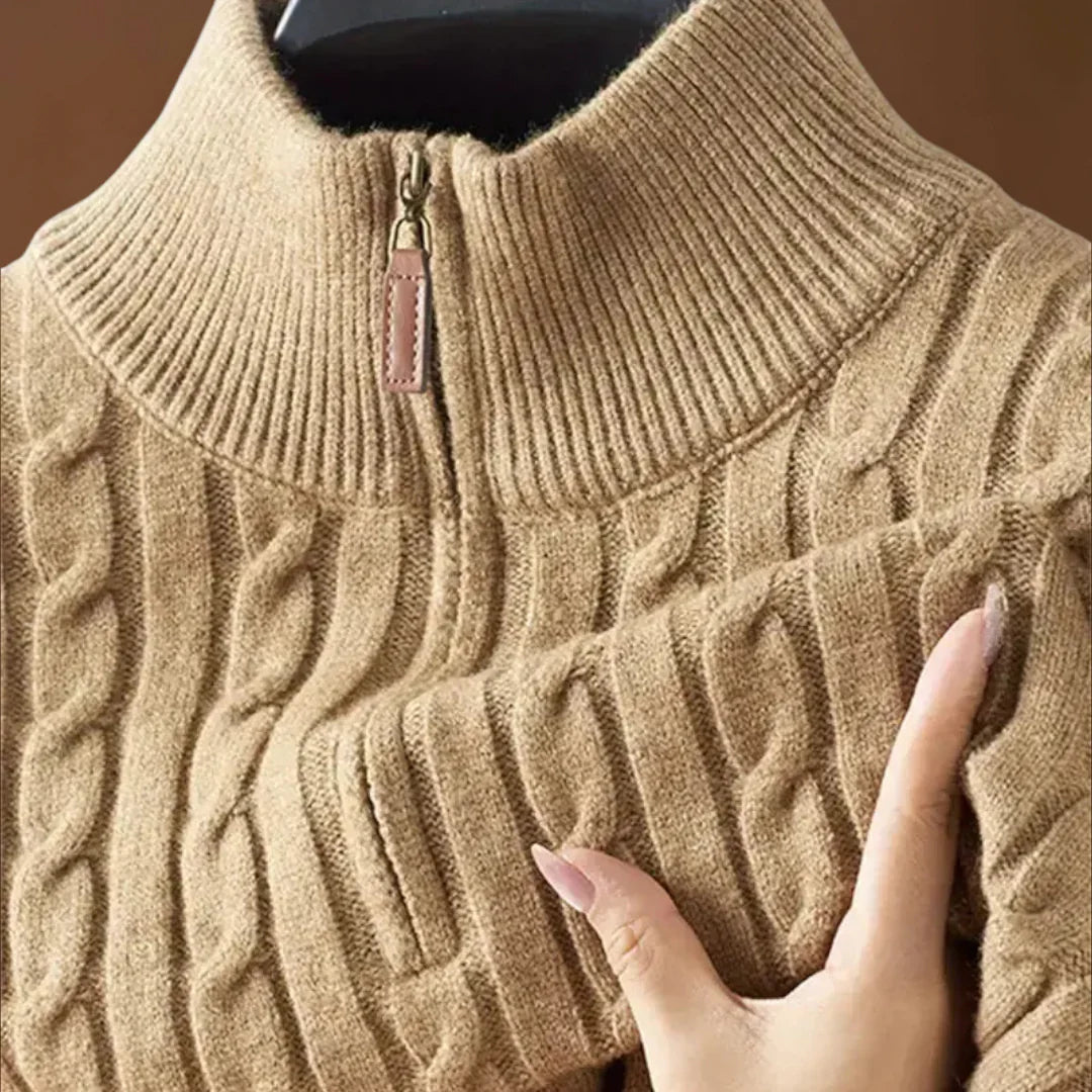 Győző - Cipzáras Pulóver Keverékanyag Ultra Puha