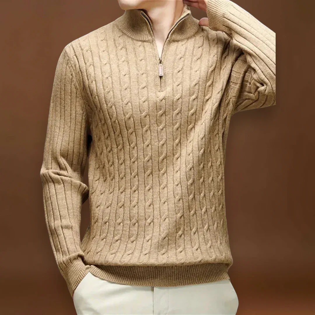 Győző - Cipzáras Pulóver Keverékanyag Ultra Puha