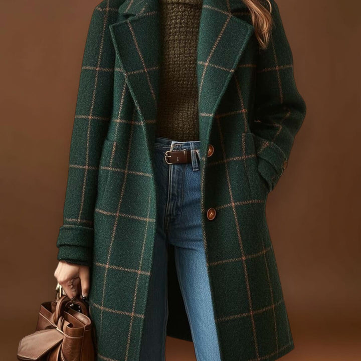 Valeria | Elegáns Kockás Gyapjú Kabát