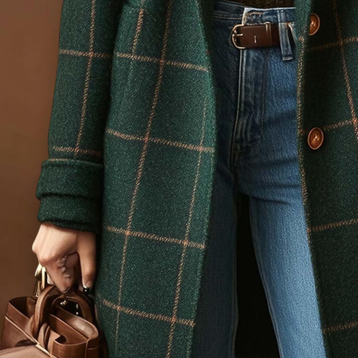 Valeria | Elegáns Kockás Gyapjú Kabát